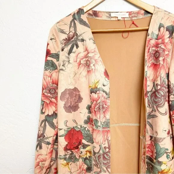 SolitaireMauve Floral Large Print Open Front Jacket Small